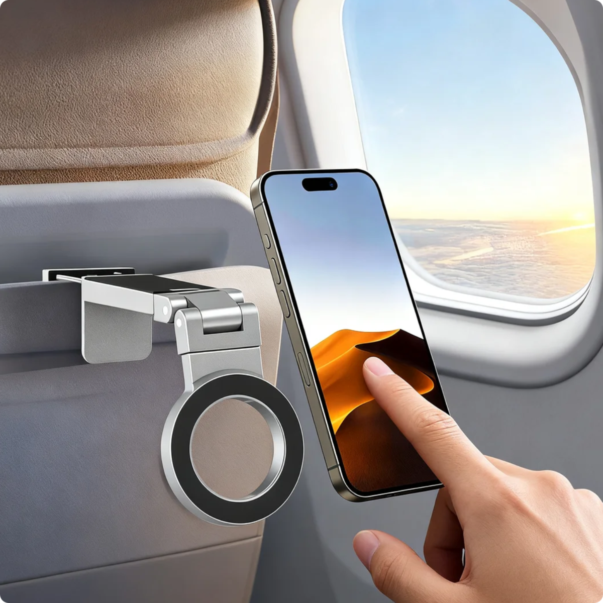 Magnetic Phone Stand For Travel, 360 Rotatable Foldable Desk Holder With N52 Strong Magnets, Portable Magsafe Compatible Mount For Airplane Train Car And Home Office