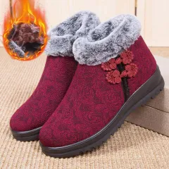 Elderly Snow Boots Winter Old Cloth Shoes Women - Red - View 1
