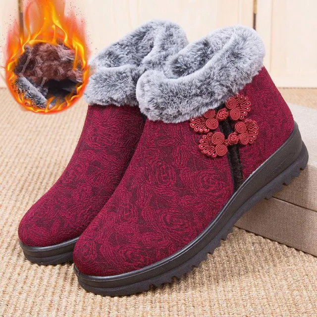 Elderly Snow Boots Winter Old Cloth Shoes Women Red - Shop at LoveMi