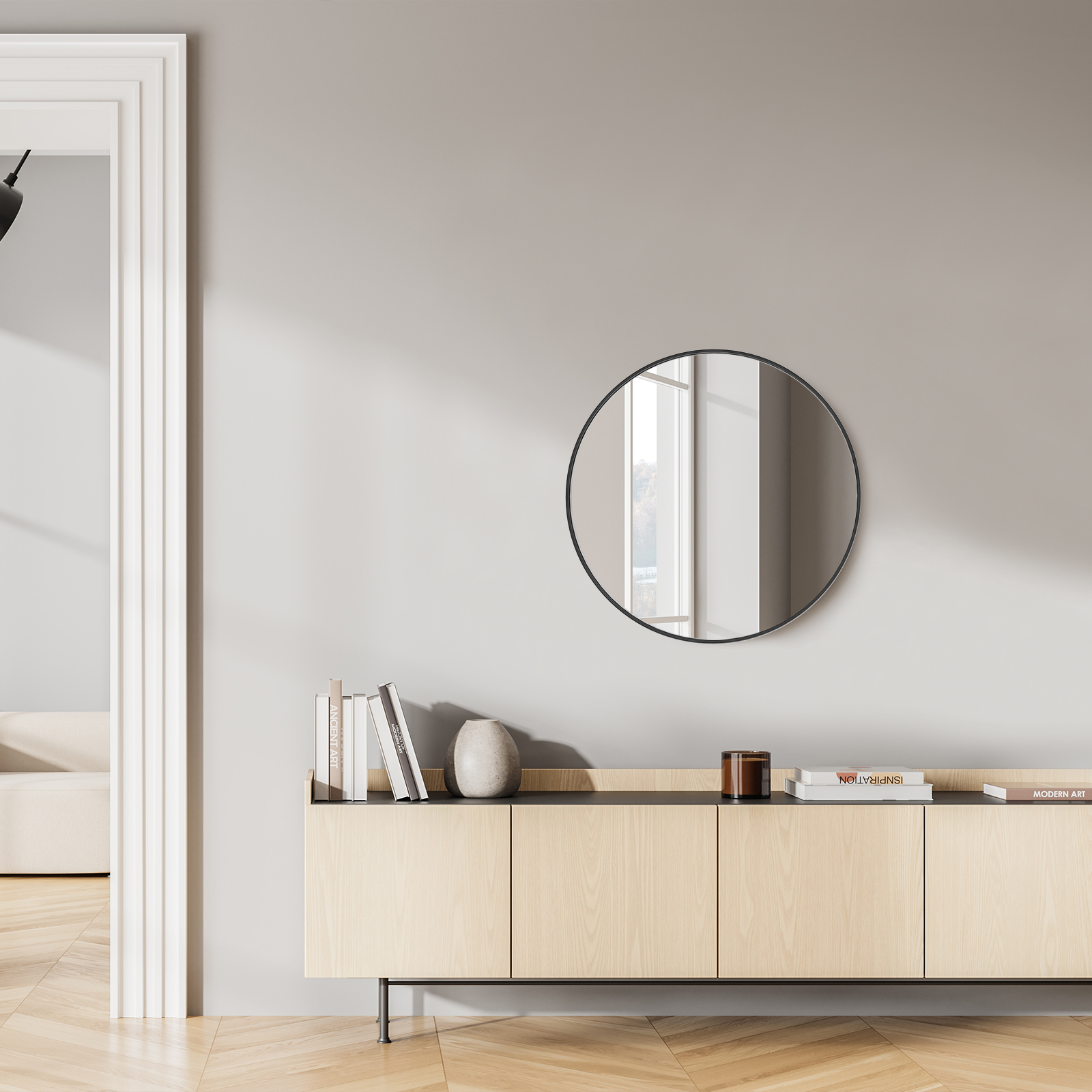 Black Circular Wall Mirror 20 Inches — foto 3