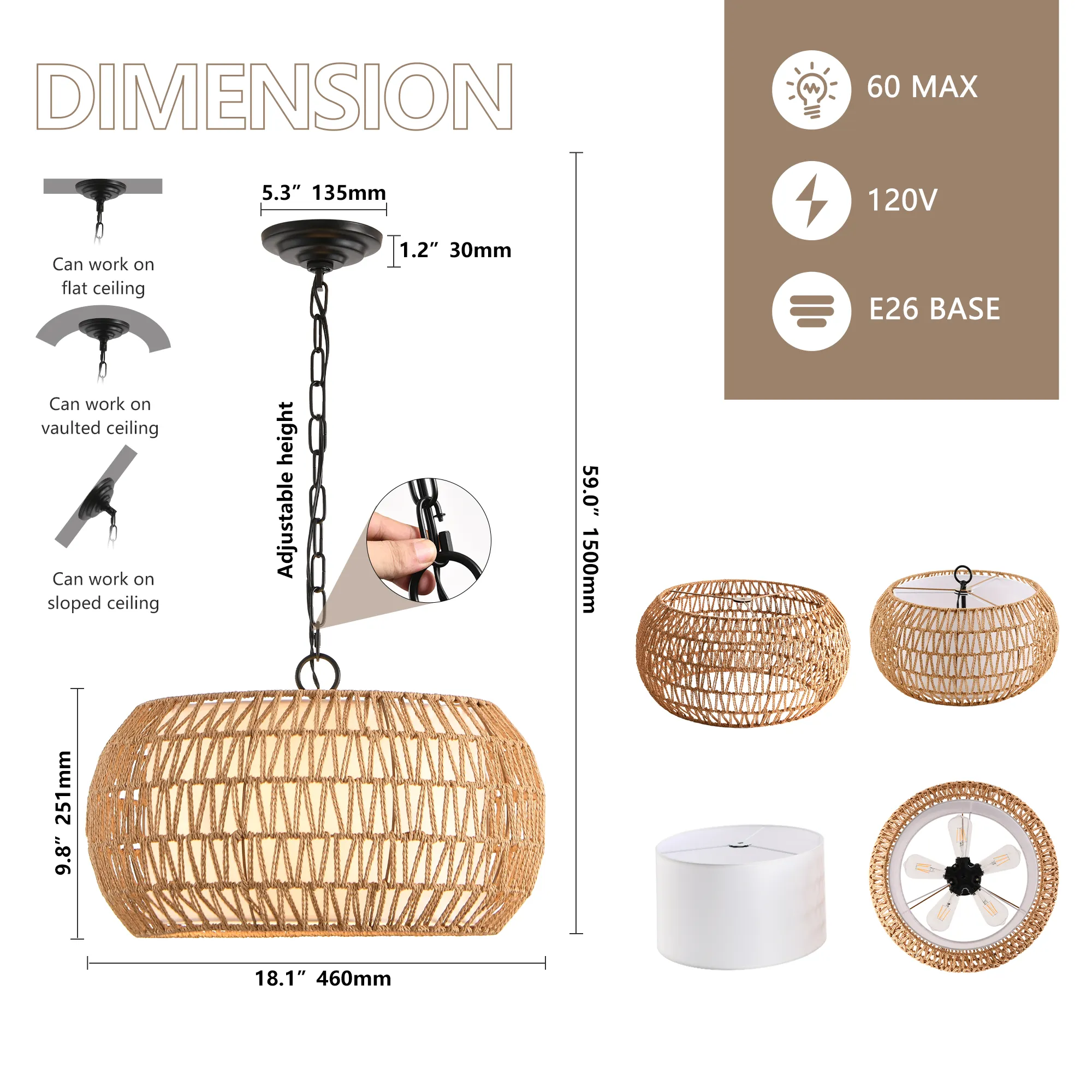 18inch Farmhouse Pendant Light