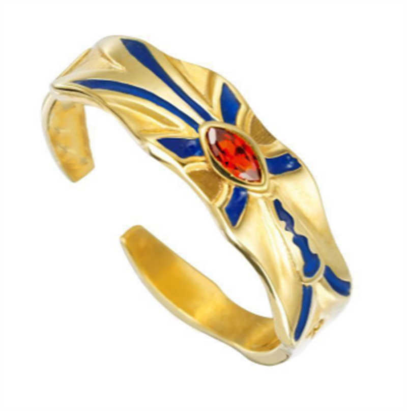 Copper Gold Plated Red Zircon Enamel Painted Ring