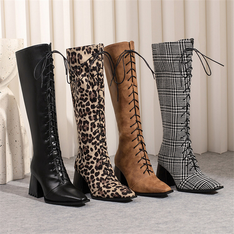 Title 2, Leopard Print Boots With Pointed Toes And Thick...