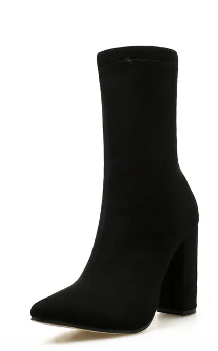 Nightclub Thick heeled High heeled Women's Boots Pointed Toe Black - Shop at LoveMi