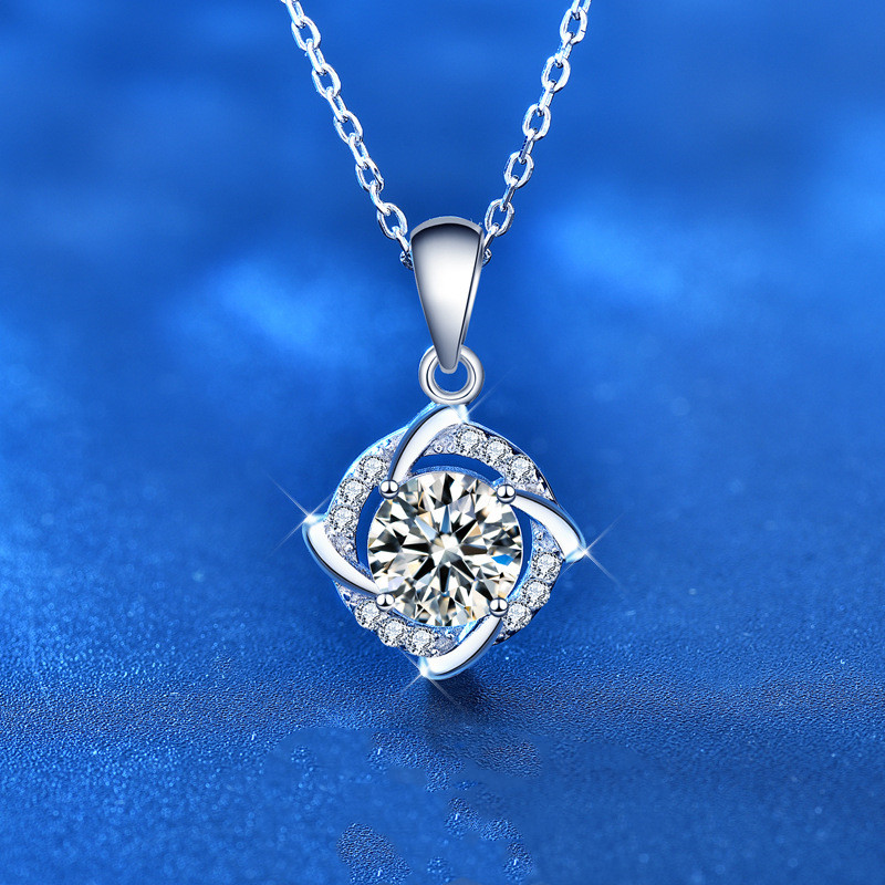 925 Sterling Silver Windmill Necklace Female Korean New Product Simulation Diamond Moissanite Pendant