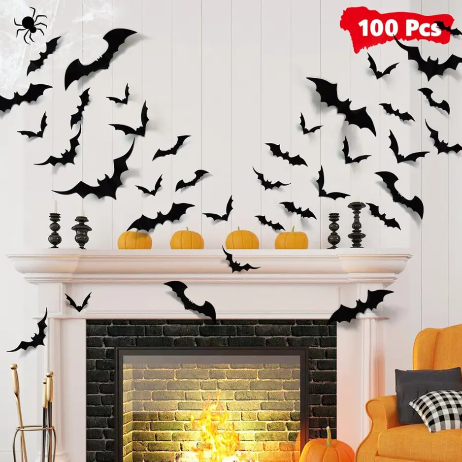 Halloween Bat Wall Decor Stickers - 3D