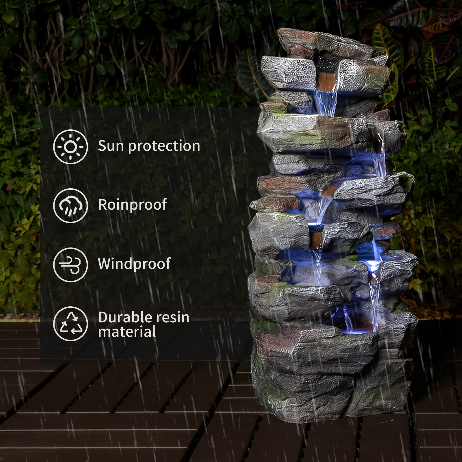 Fontaine extérieure de cascade de roche avec des lumières de LED fontaines de jardin – Image 3