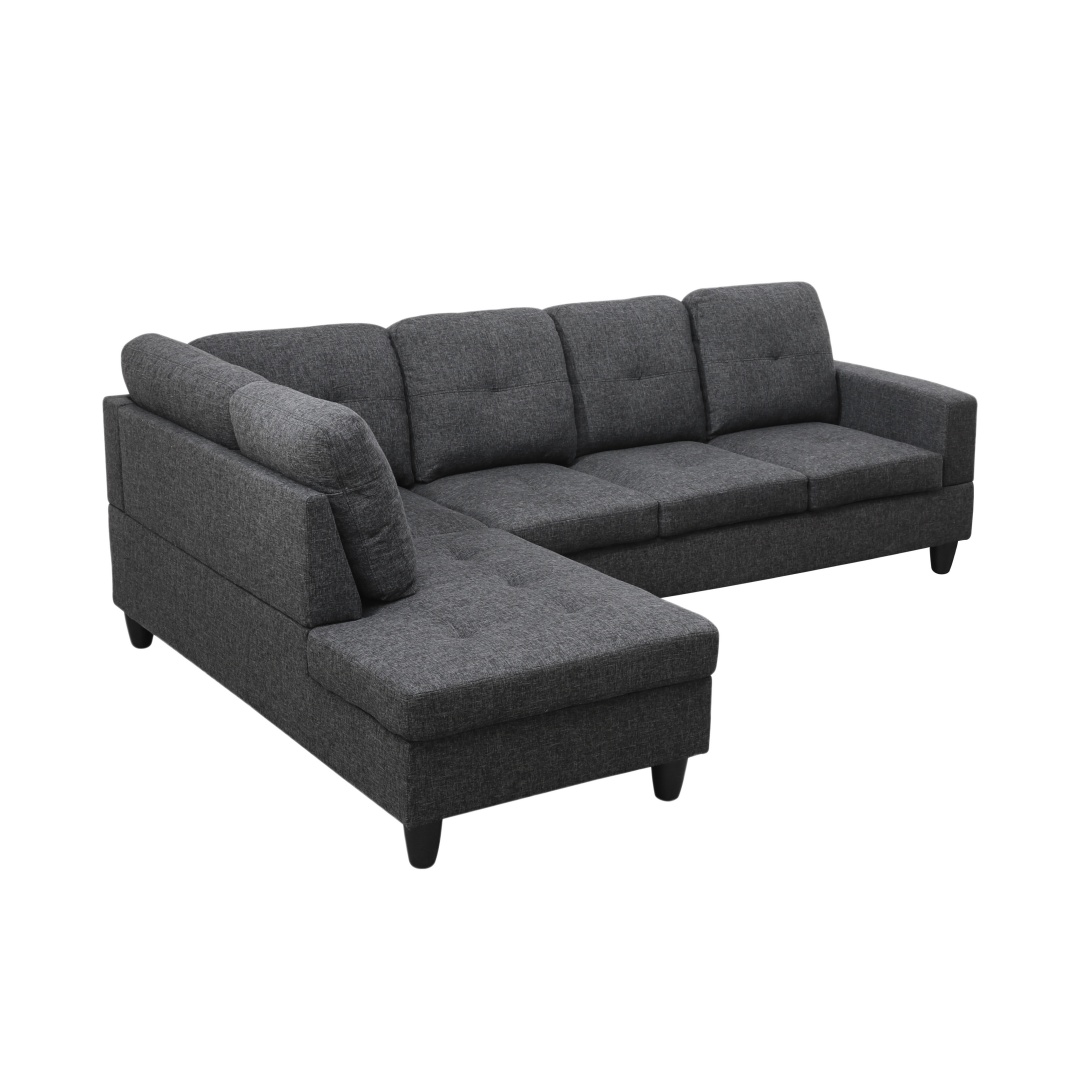 Pickup Only--Black Grey Linen 3-Piece Couch Living Room Sofa Set