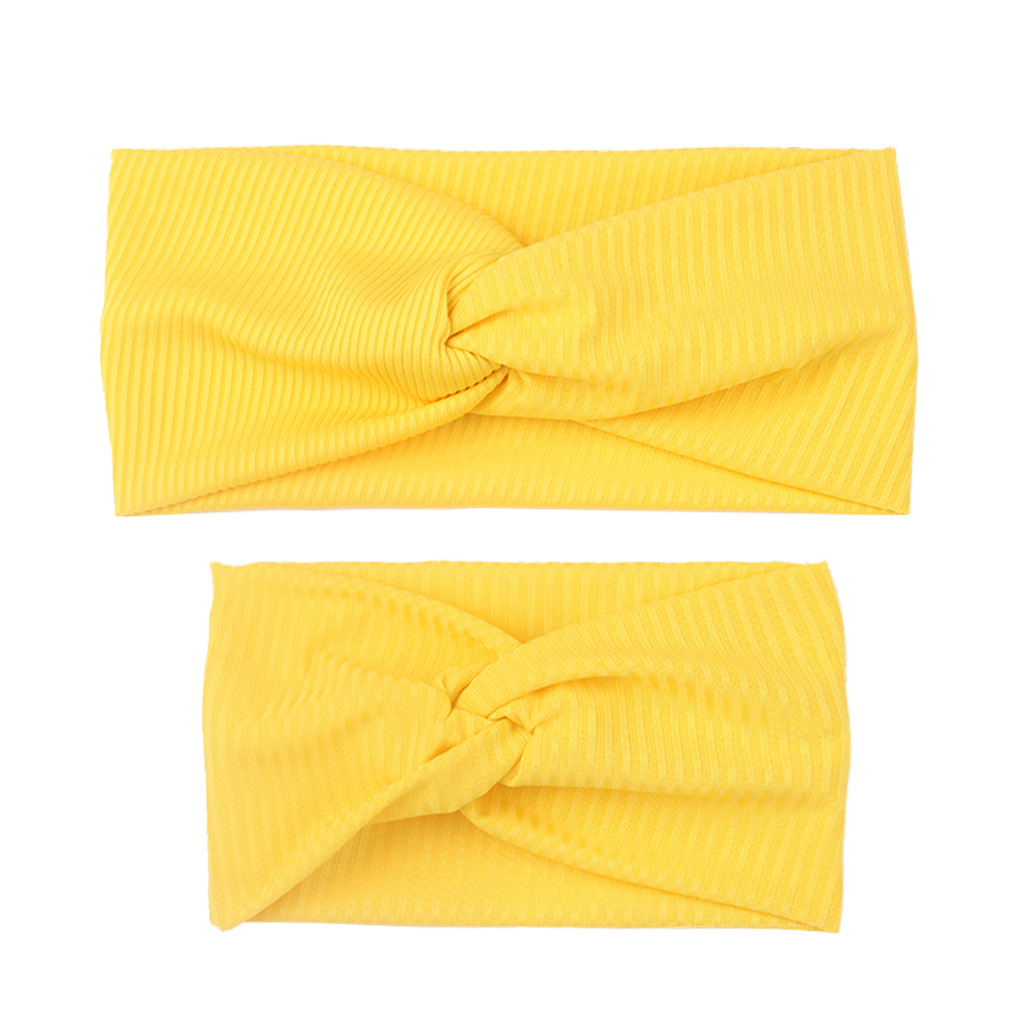 Solid Color Mother child Set Parent child Cross Hairband Yellow - Shop at LoveMi