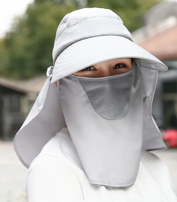 Summer Women's Hats Korean Version Of The Tide Sun Hats Big Rim Bike Sun Hats Sun Hats Face UV Protection Hats Grey - Shop at LoveMi