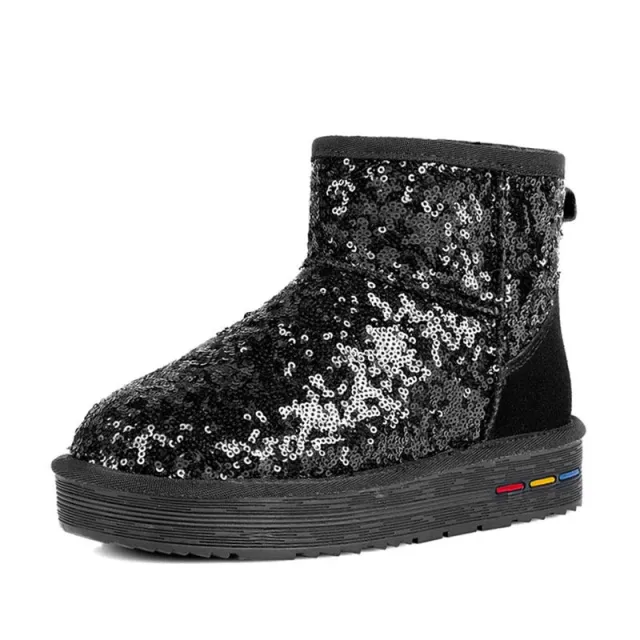 Winter New Style Women's Shoes Short Tube Glitter Leisure Warm Black - Shop at LoveMi