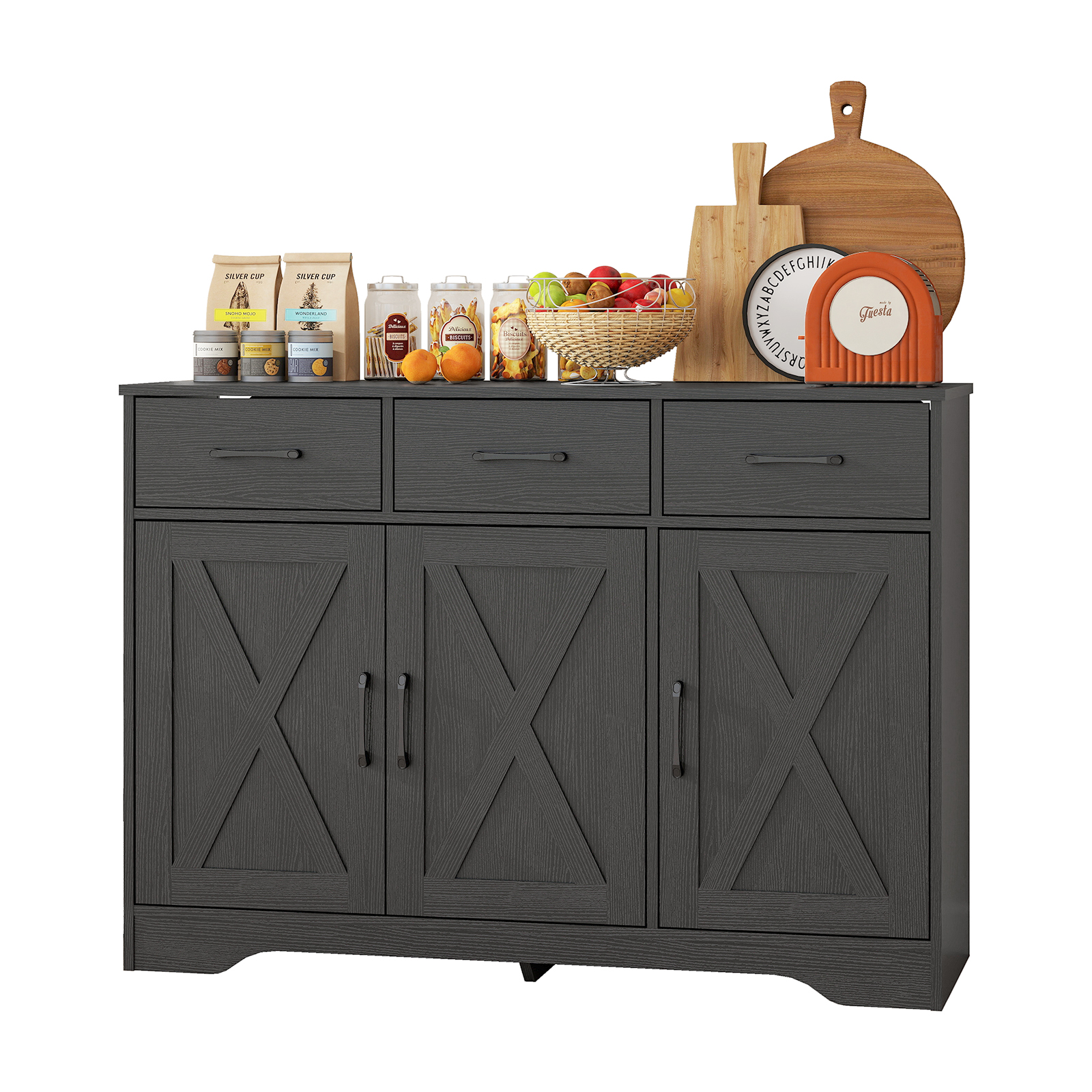 Wooden Sideboard 3 Drawers 3 Doors Entryway Dining Room Console Living Storage — image 7