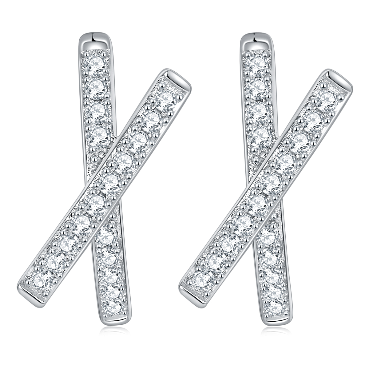 S925 Sterling Silver Moissanite Cross Hoop Earrings Platinum Plated Pave Huggie Earrings With GRA Certificate Minimalist Jewelry Gift Box Set For Women