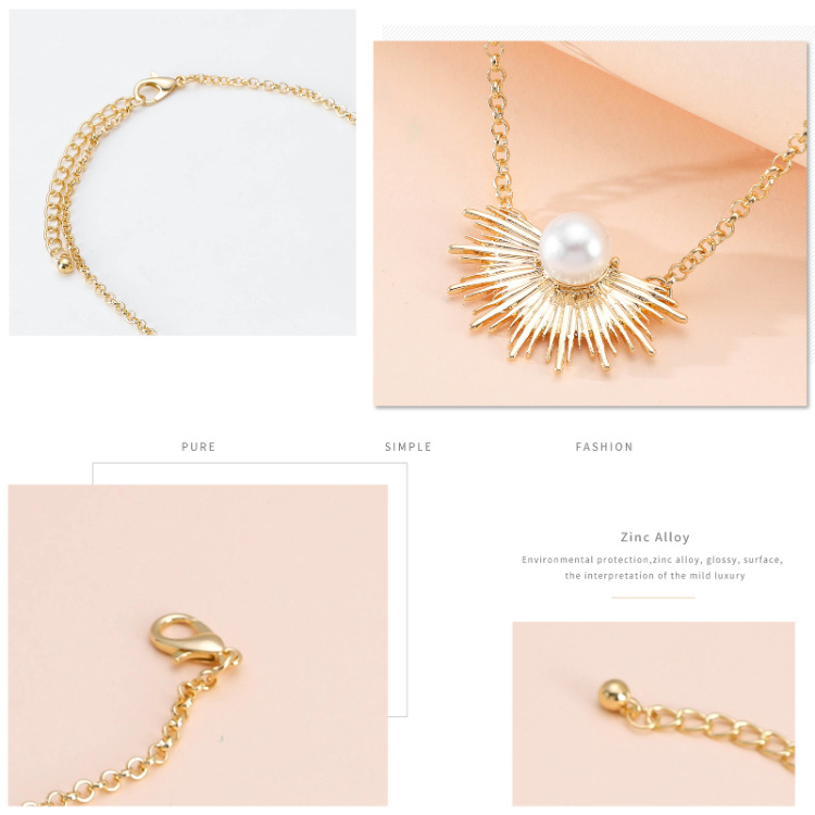 European And American Geometric Semicircular Women'S Pearl Simple Fine Necklace