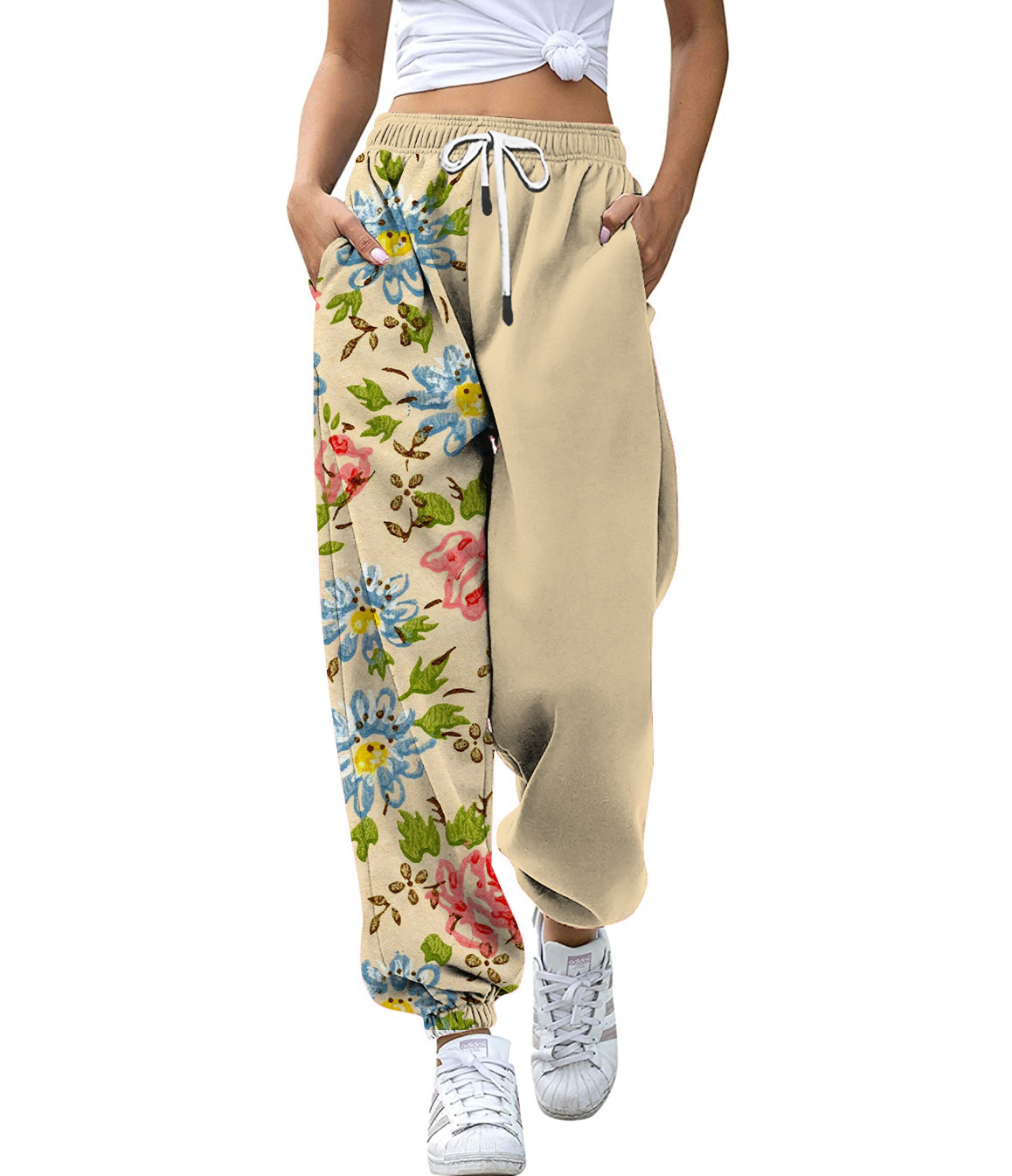Printed Digital Loose Abstract Casual Sports Pants Female