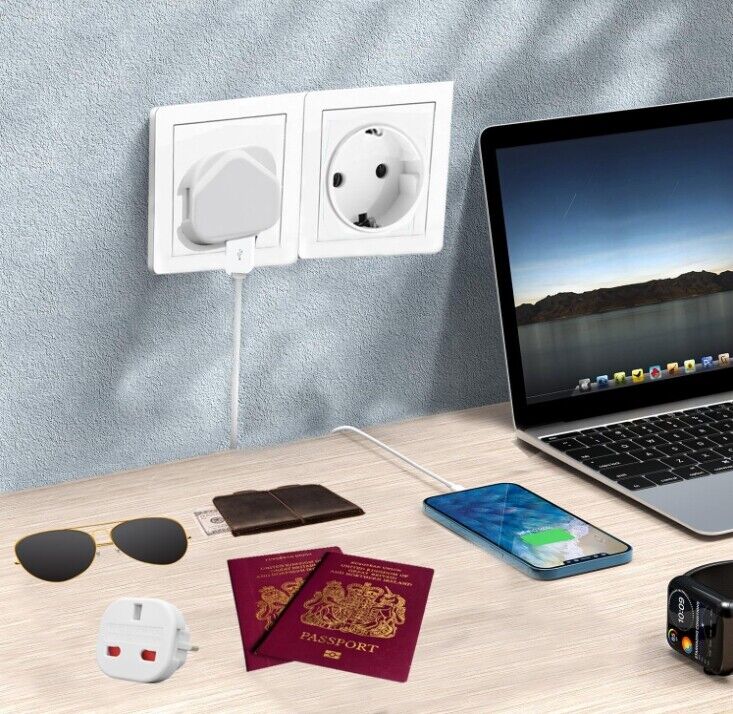 EU Travel Adapter Plug 5 Pack  UK To Euro Europe Adaptor 2 Pin Plugs European-