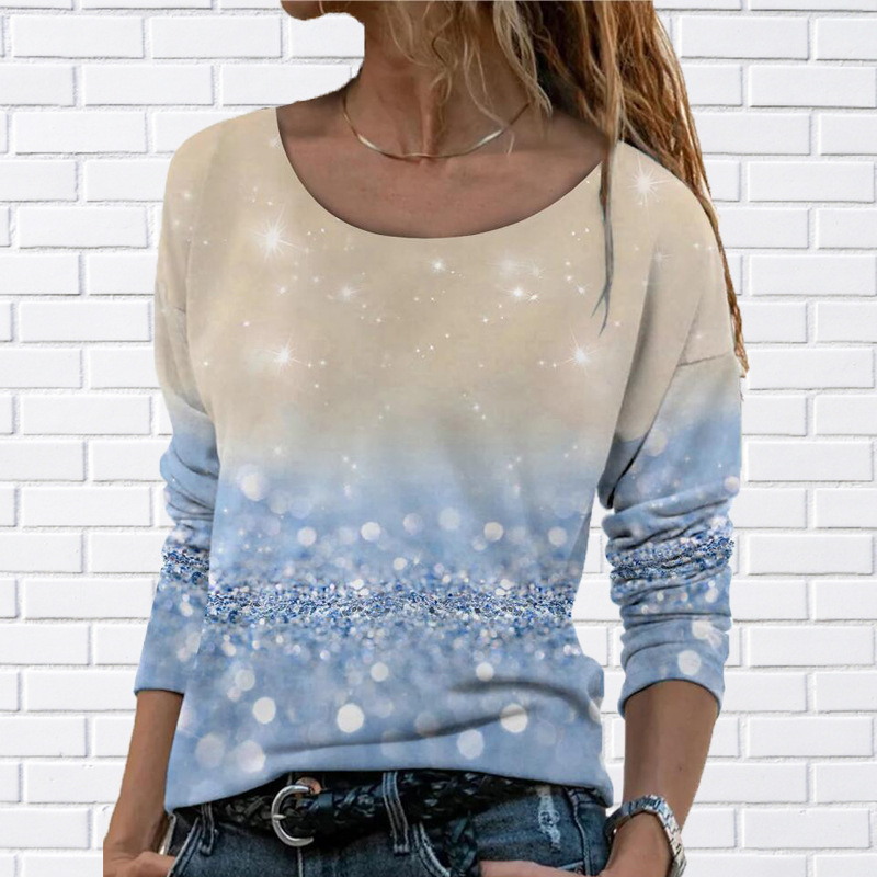 Title 4, Flower Color Matching Printed Round Neck Long-s...