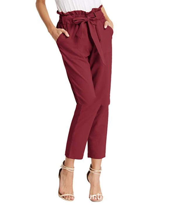 Women'S Fashion Casual Pants Hot Sale Pleated Bandage Cropped Trousers Women