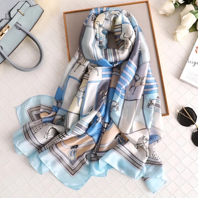 Women Shawl With Warmth And Sunscreen Silk Scarf Blue - Shop at LoveMi