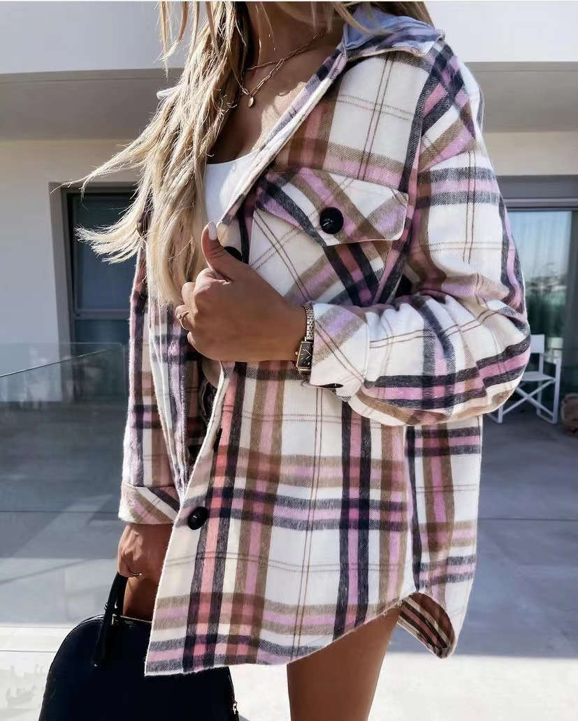 Title 5, Womens Fashion Hooded Woolen Plaid Coat, a war...