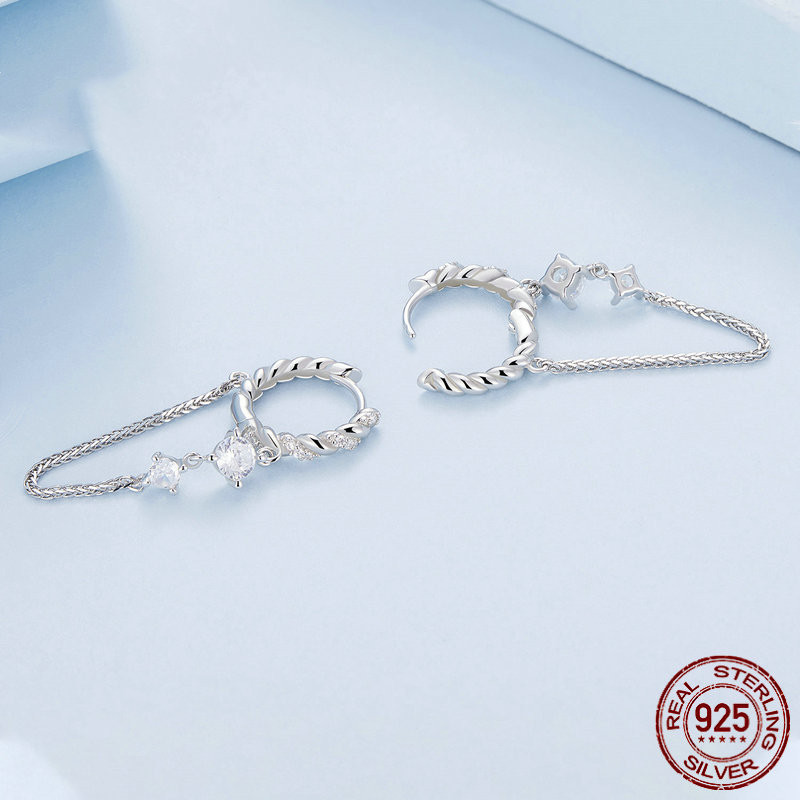 Platinum Plated Delicate Tassel Earrings For Women