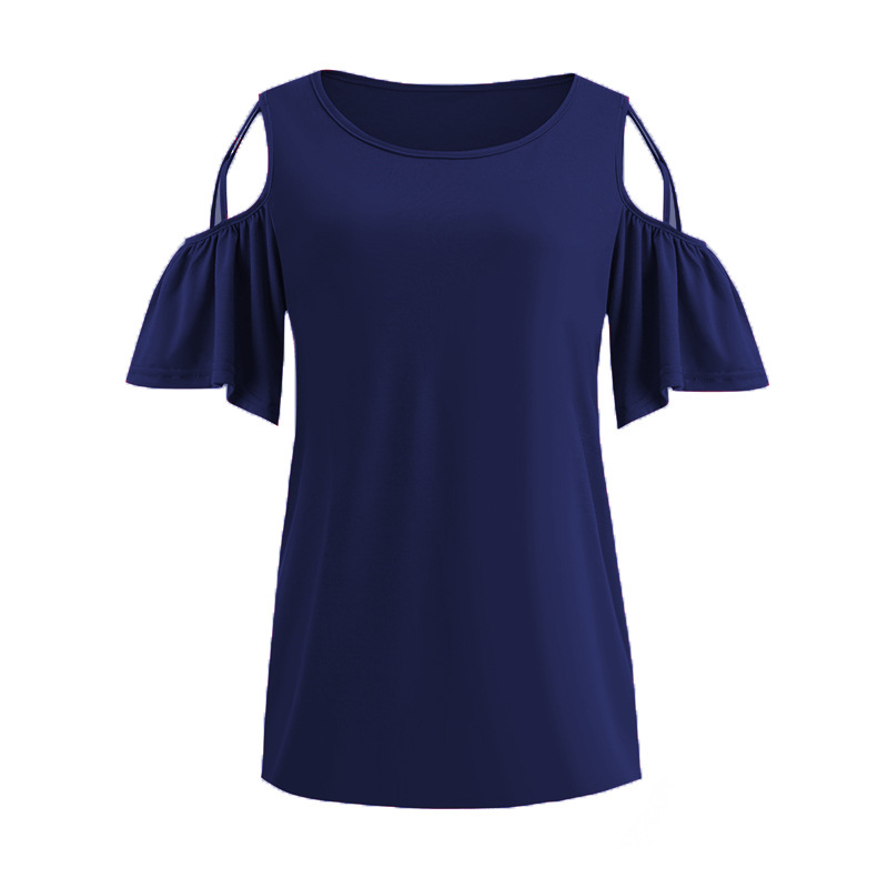 New Solid Color Off-shoulder Short Sleeve