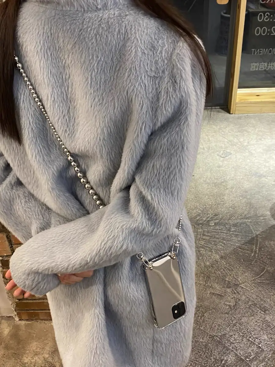 Silver Bead Cross Body Anti Fall Chain Mobile Phone Case