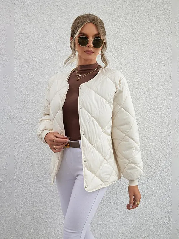 Diamond Check Casual Coat White - Shop at LoveMi