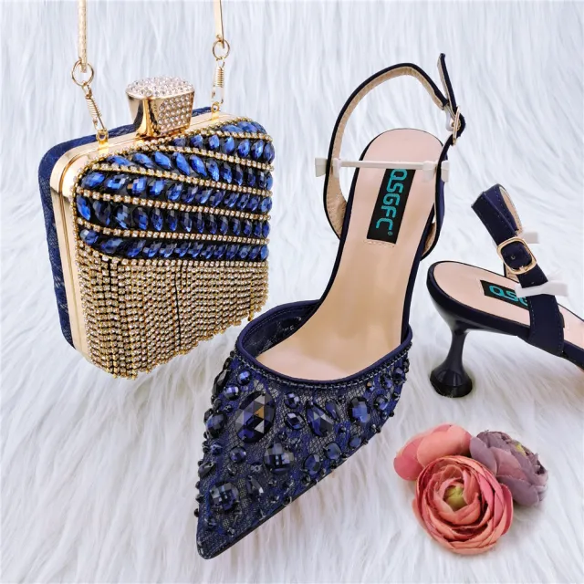 Ladies' Party Sandals And Diamond Bags Blue - Shop at LoveMi