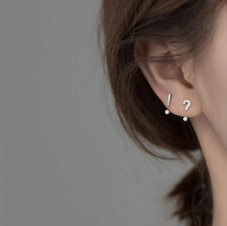 Fashion Symbol Asymmetric White Stud Earrings