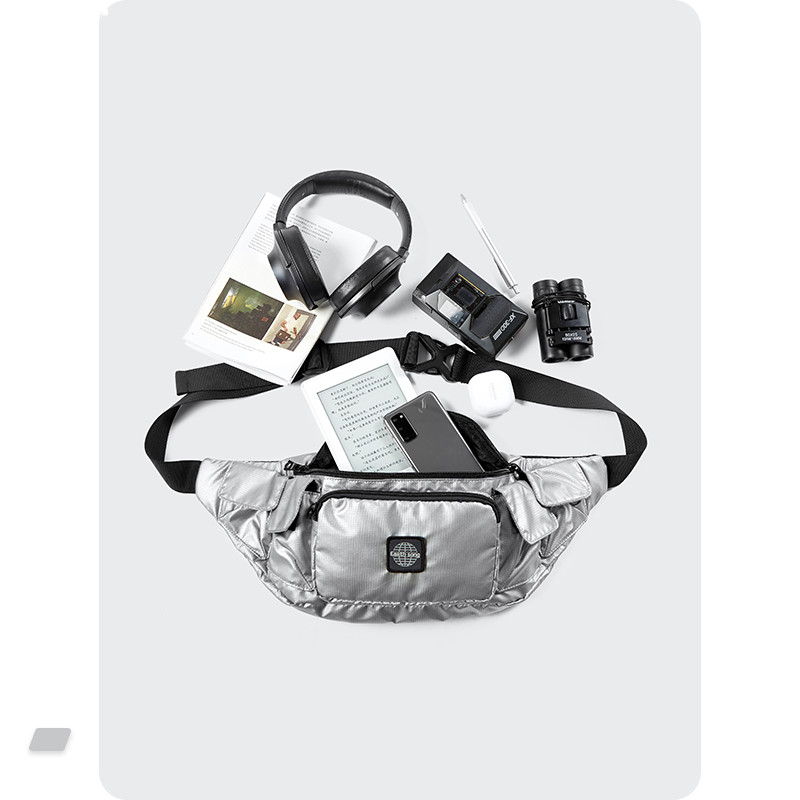 Harajuku Silver Check Chest Bag Men