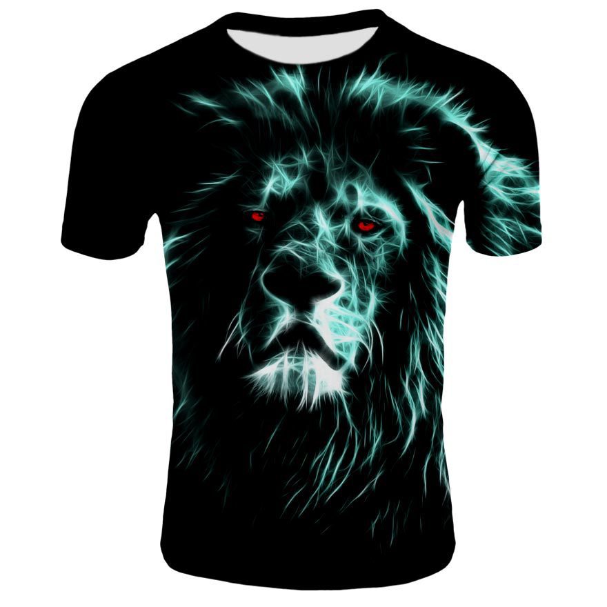 Title 5, Camiseta 3D masculina com estampa de leão anima...