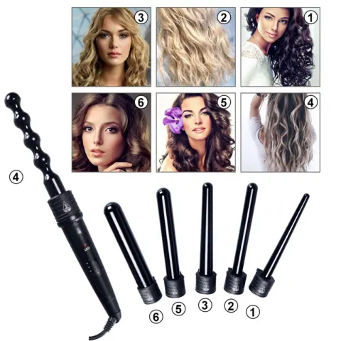 Multifunction Fast Heating Hair Curler 6in1 Interchangeable Ceramic Styling