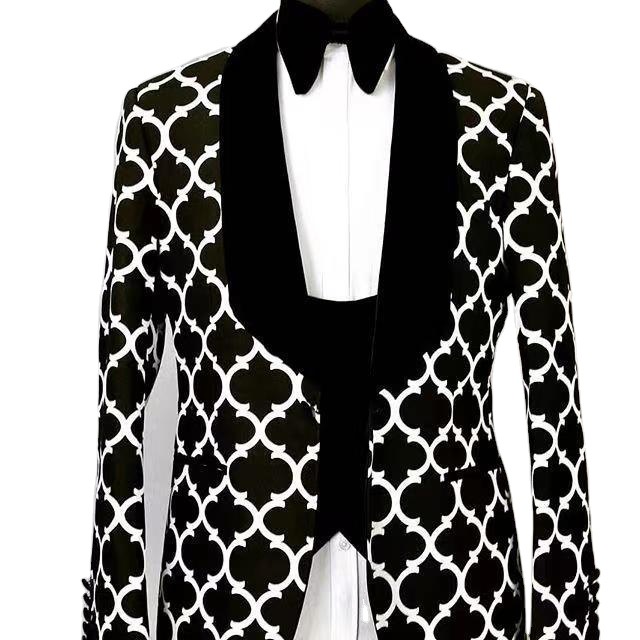 Men's Color Matching Single Button Casual Suit