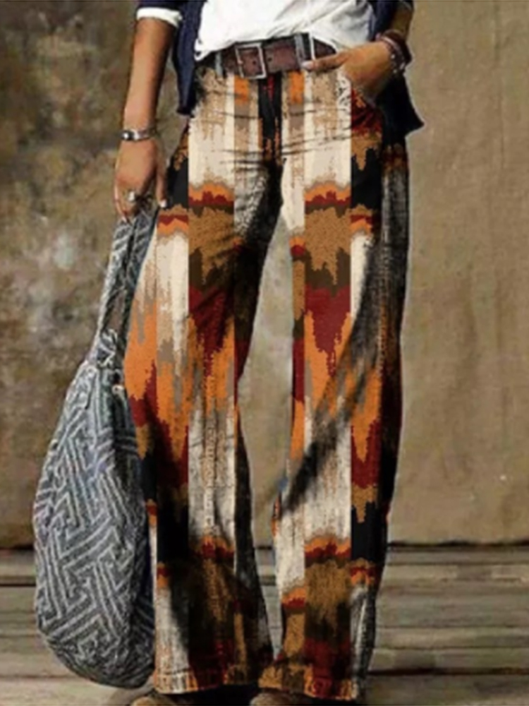 Women's Floral Print Faux Denim Wide Leg Pants 41Color - Shop at LoveMi