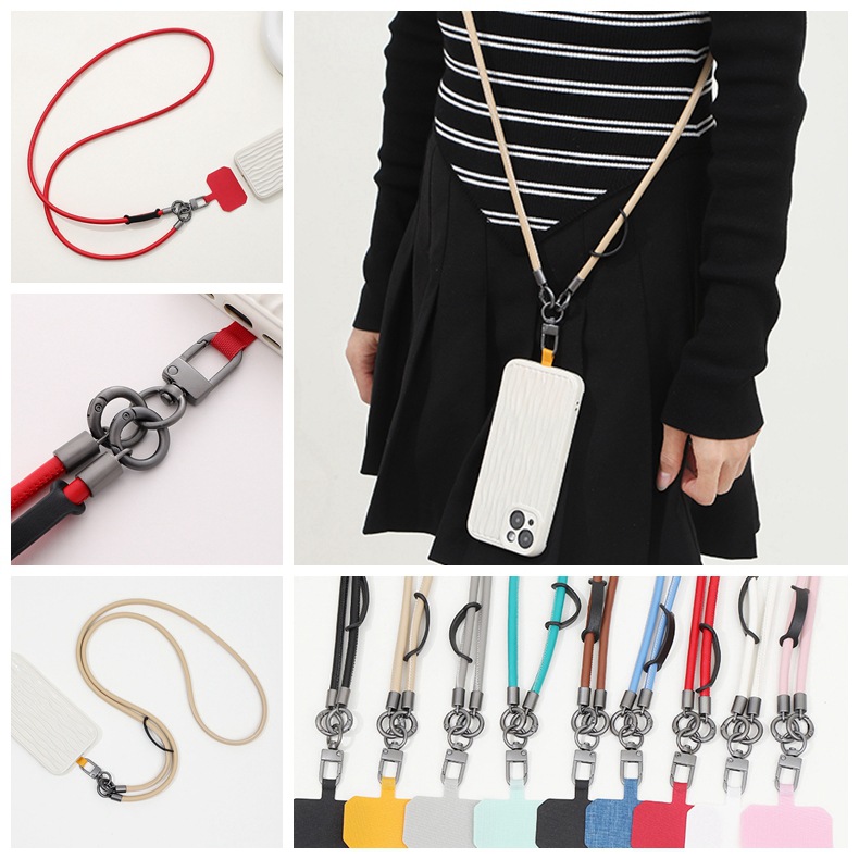 Leather Mobile Phone Lanyard Anti-lost Crossbody Back Halter Strong Durable Strap Rope