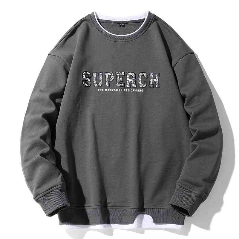 Fake Two Piece Round Neck Sweater Men's Spring Trendy Casual Top