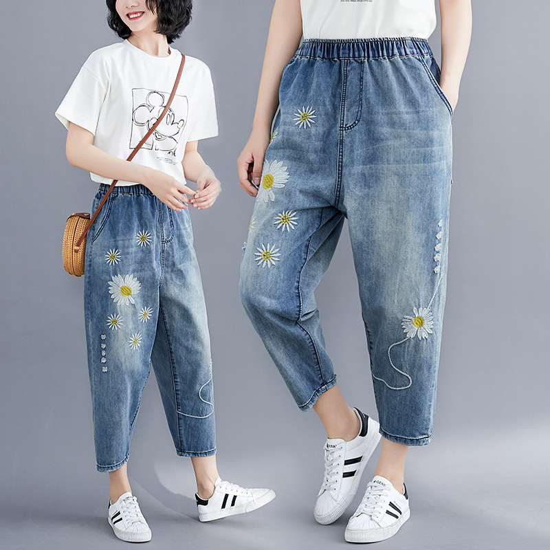 Title 3, Denim Embroidered Harlan Pants Summer New Loose