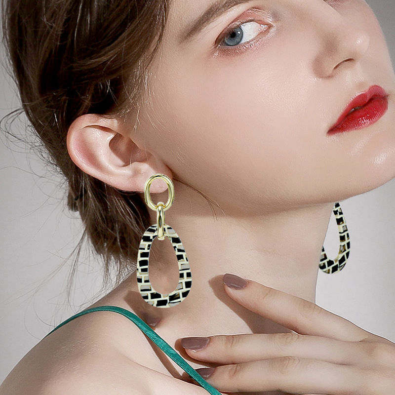 Silver Needle New Acetate Temperament Goddess Fan Earrings