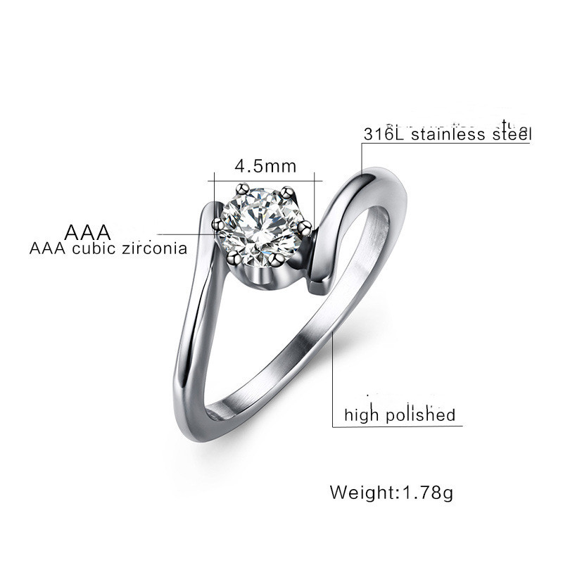 Korean  Micro-inlaid Zircon Fashion Women's Wedding Ring