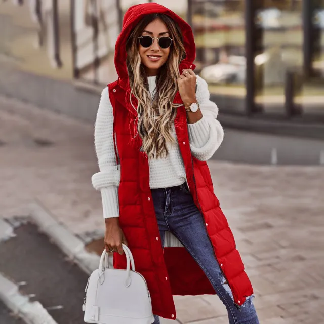 New Fashion Casual Solid Color Hooded Single breasted Slim Fit Red - Shop at LoveMi