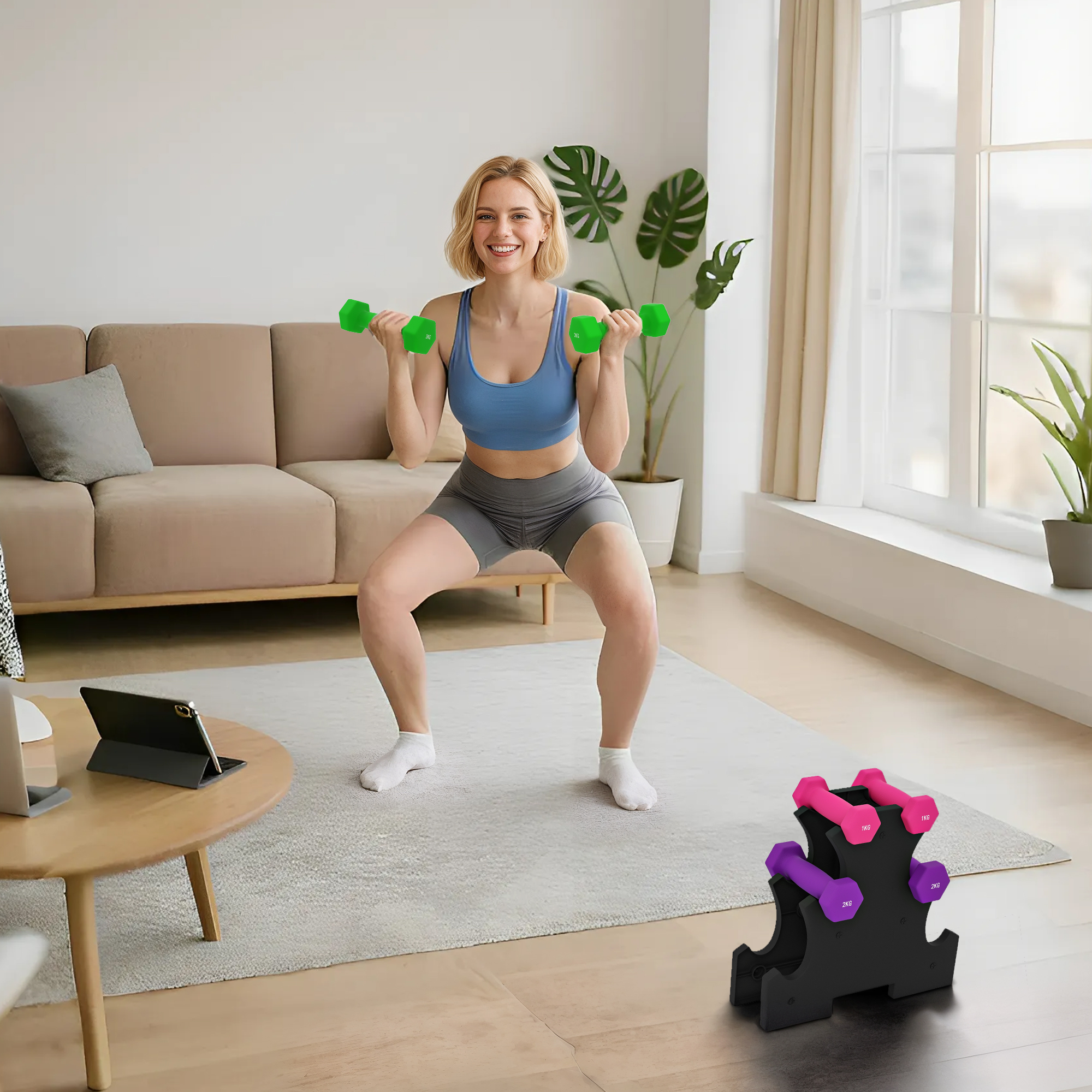 Dumbbell Set With Storage Rack , 2 X 1kg, 2 X 2kg, 2 X 3kg — image 9