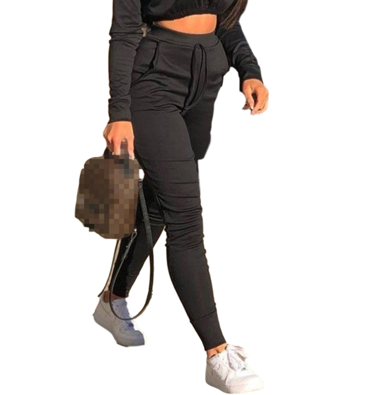 High Waist Skinny Track Pants Pocket Trousers