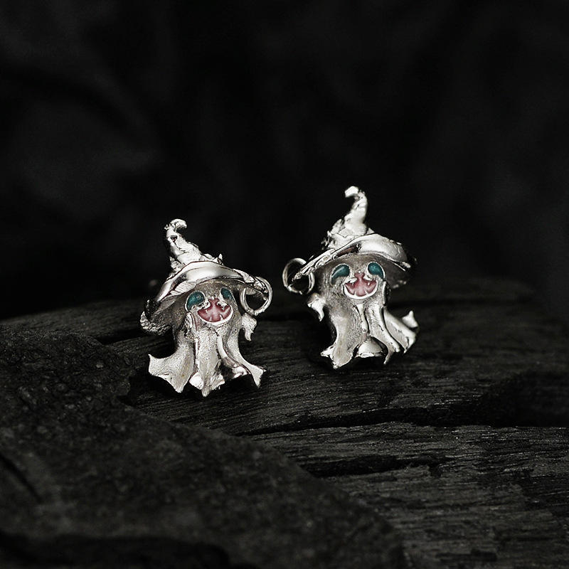 Title 5, S925 Sterling Silver Wizard Hat Funny Ghost Ser...