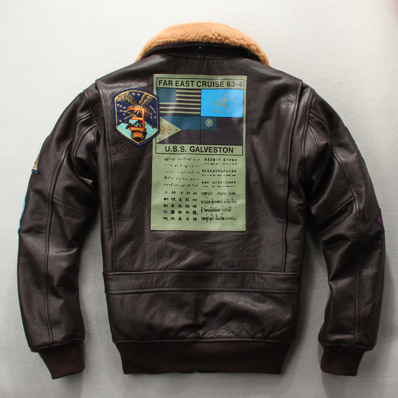 Men's Embroidered Leather Leather Motorcycle Jacket