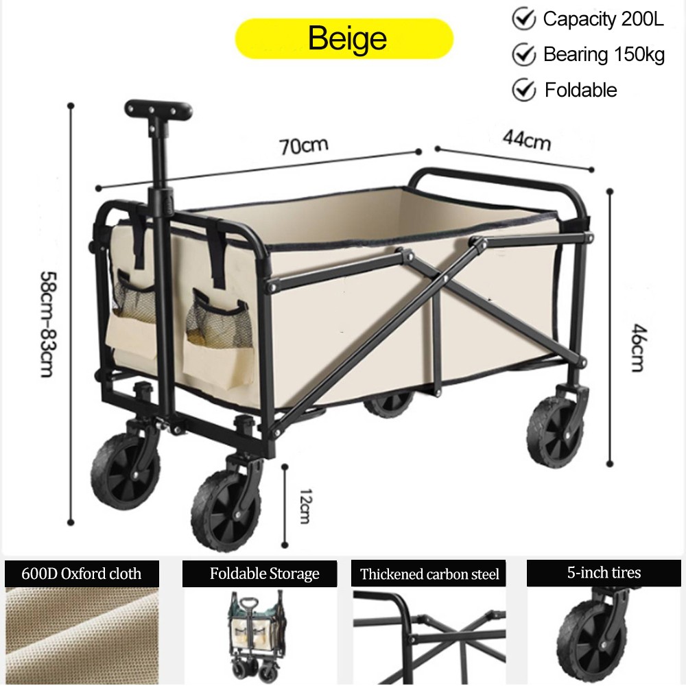 150KG Heavy Foldable Trolley Cart Wagon Garden Camping Tool Storage Wheelbarrow — image 5