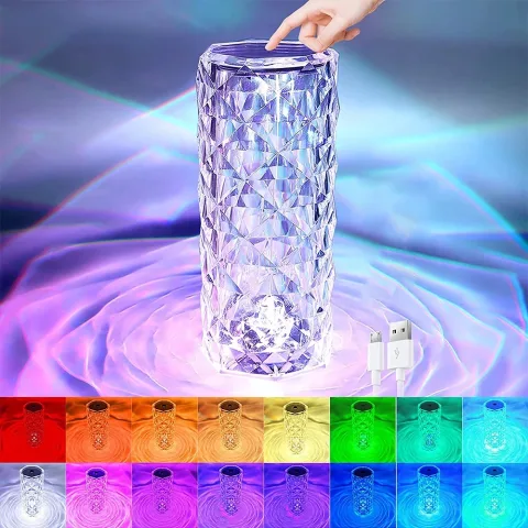 16 Colors LED Crystal Lamp Rose Light Touch Table