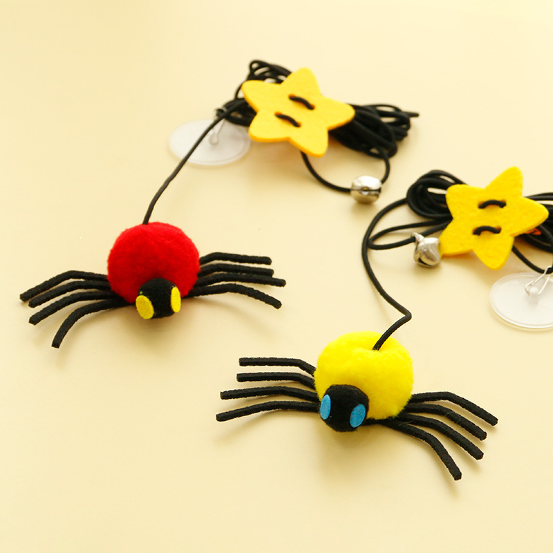 Cat Pet Toy Hanging Door To Relieve Depression Swinging Hanging Elastic Rope Feather Playing Stick Bell Spider