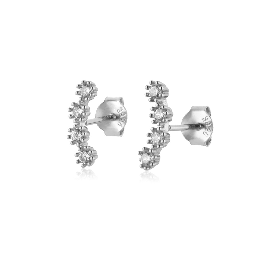 Women's S925 Sterling Silver Simple Zircon Single Row Stud Earrings