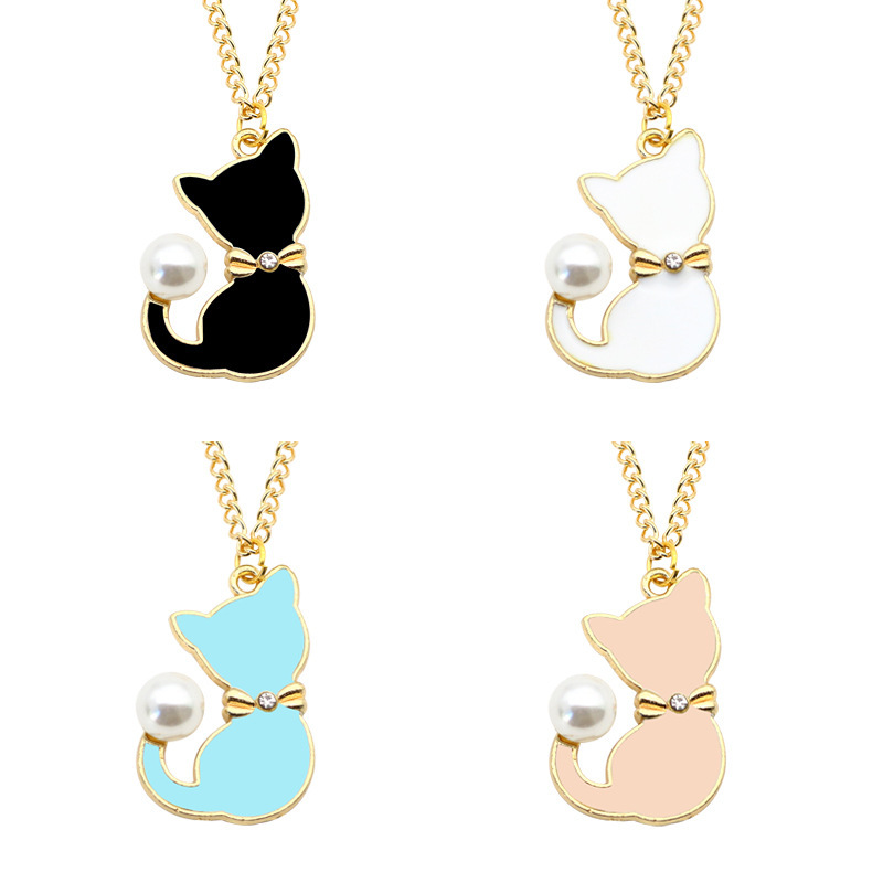 European And American Colored Alloy Dripping Cat Necklace